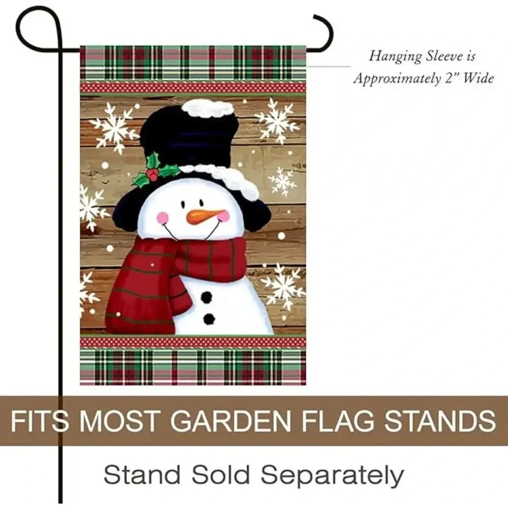 NEW Set Of 2 Morigins Smile Snowman Garden Flag Holiday Christmas Decor 12"X18"